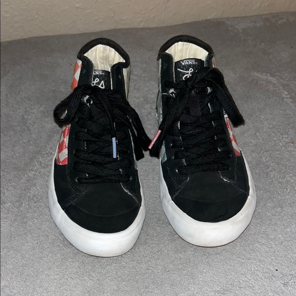 Vans Kids Black and Red Checkered Sneakers